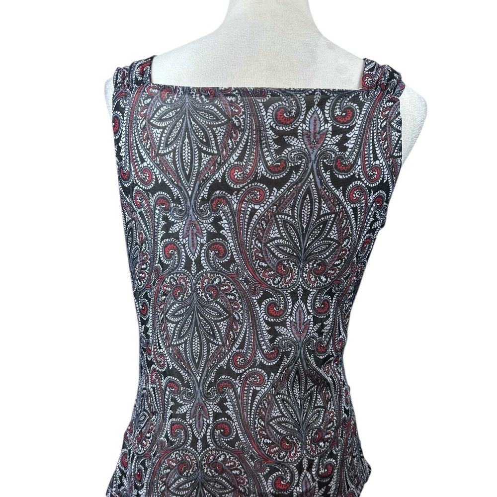 Michael Kors red, gray & black Paisley print sleeveless top size XL - Picture 4 of 10